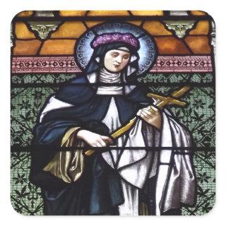 St. Rose of Lima -pray for us-stained glass window Square Sticker