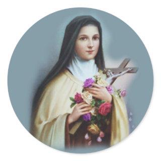 St. Therese of Lisieux with crucifix/roses sticker