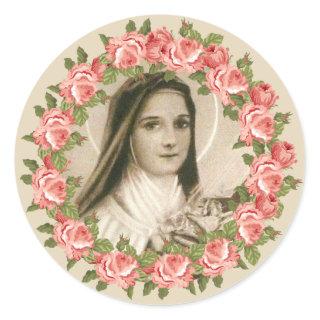 St. Therese of Lisieux with crucifix/roses sticker