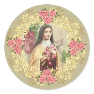 St. Therese of Lisieux with crucifix/roses sticker