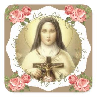 St. Therese of the Child Jesus Little Flower Square Sticker