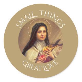 St. Therese the Little Flower Roses Crucifix Classic Round Sticker