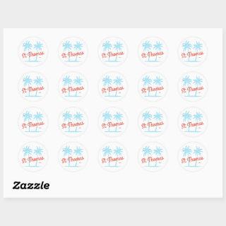 St. Thomas Island USVI Vintage Coral Type Palms Classic Round Sticker