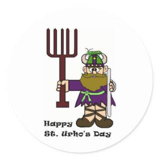 St. Urho with one grasshopper on Hat  Stickers