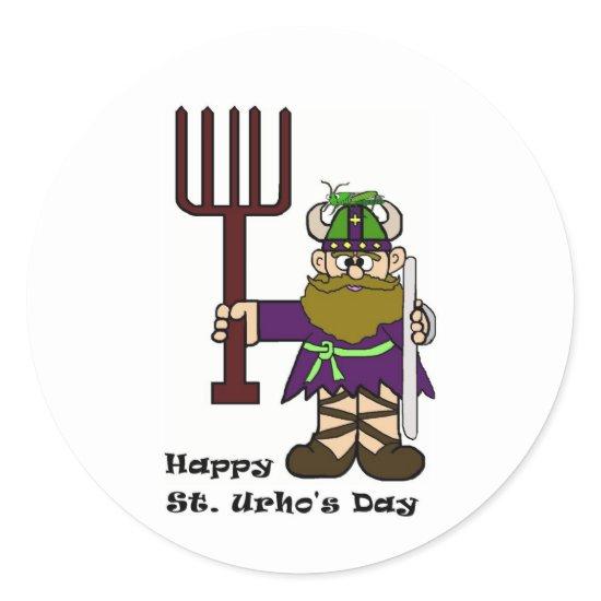 St. Urho with one grasshopper on Hat  Stickers