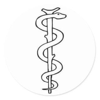 Staff of Asclepius Classic Round Sticker