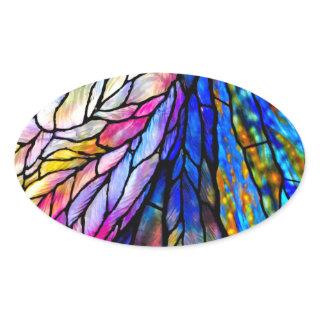 Stained Glass by Tiffany Oval Sticker
