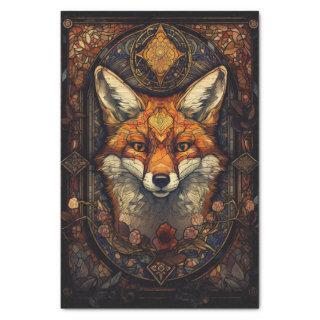 Stained Glass Red Fox 2 Tissue Paper