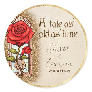 Stained Glass Rose Beauty and the Beast Theme Classic Round Sticker