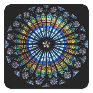 Stained glass rose window in France's Strasbourg Square Sticker