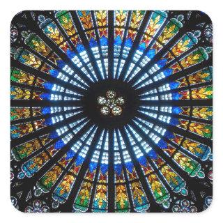 Stained glass rose window in France's Strasbourg Square Sticker