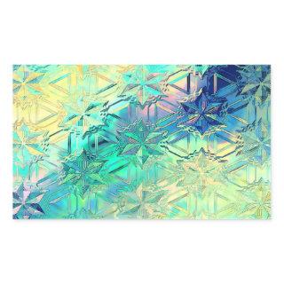 Stained glass snowflakes colorful cute rectangular sticker