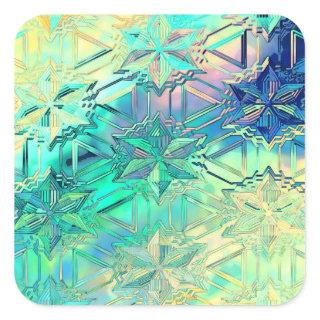 Stained glass snowflakes colorful cute square sticker