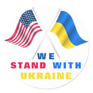 Stand With Ukraine USA and Ukraine Flags Stickers