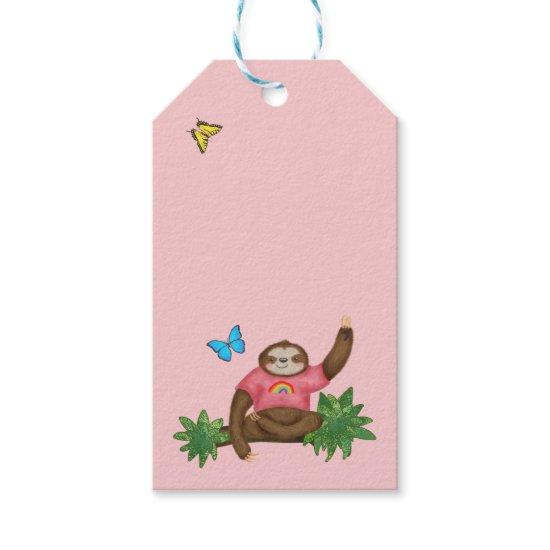 Stanley Sloth & friends pink gift tag