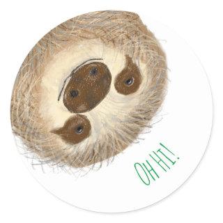 Stanley sloth personalized round stickers