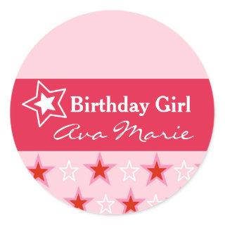 Star Birthday Girl Party Classic Round Sticker