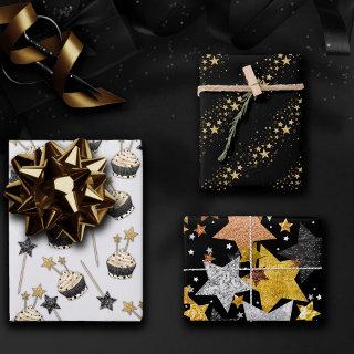 Star Celebration | Black and Gold Cupcake Party  Sheets