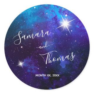 Star Light Blue Sky Wedding Classic Round Sticker