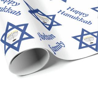 Star of David & chanukiah Hanukkah holiday blue