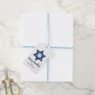 Star of David | Classic Blue Modern Happy Hanukkah Gift Tags