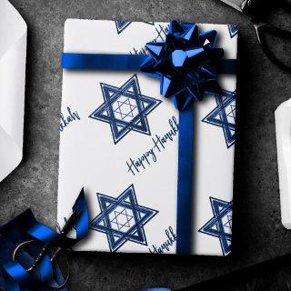 Star of David Pattern | Blue Modern Happy Hanukkah