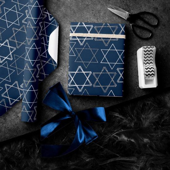 Star of David Pattern | Navy Blue and Silver