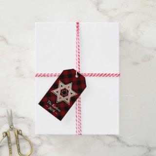Star of David | Rustic Buffalo Red and Black Plaid Gift Tags