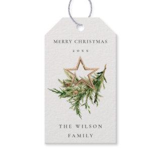 Star Ornament Pine Branch Fauna Merry Christmas Gift Tags