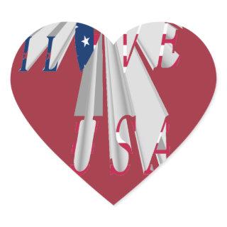Star-Spangled Statement: Graphic I Love USA Design Heart Sticker