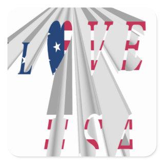 Star-Spangled Statement: Graphic I Love USA Design Square Sticker