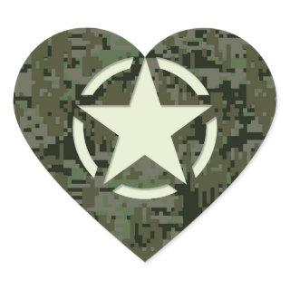 Star Stencil Digital Woodland Heart Sticker