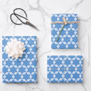 Star Tiles Geometric Hanukkah Pattern in Blue  Sheets