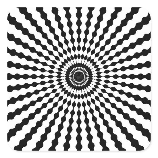 Starburst, Black And White Square Sticker