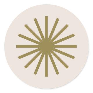 Starburst Gold & Linen White Classic Round Sticker