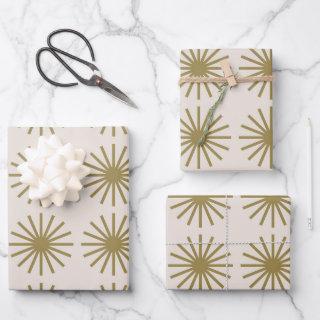 Starburst Pattern Gold & Linen White  Sheets