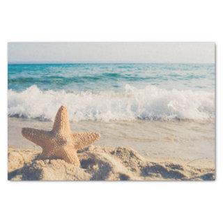 Starfish on a Sandy Beach Photograph Tissue Paper
