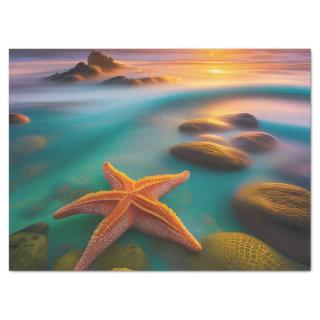 Starfish on beach at Dawn  Tissue Paper