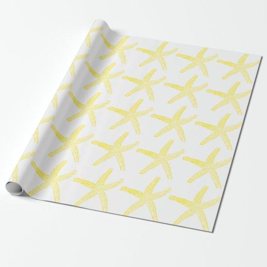 Starfish Pattern Beach Coastal Golden Yellow Cool