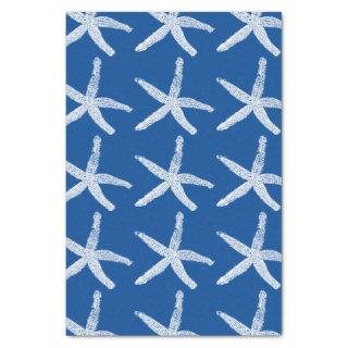 Starfish Pattern Beach Nautical Coastal Navy Blue Tissue Paper