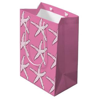 Starfish Pattern Beach Pink White Christmas 2020 Medium Gift Bag