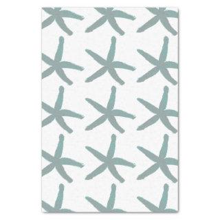 Starfish Pattern Beach Teal Blue Grey White Trendy Tissue Paper