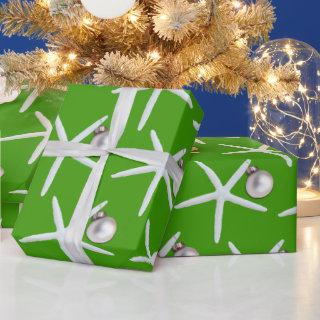 Starfish Pattern Green Christmas Gift Wrap