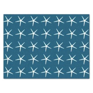 Starfish Pattern White Blue Cute Elegant Nautical  Tissue Paper