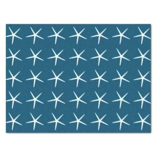 Starfish Pattern White Blue Cute Elegant Nautical  Tissue Paper