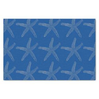 Starfish Patterns Beach Coastal Navy Blue Custom Tissue Paper