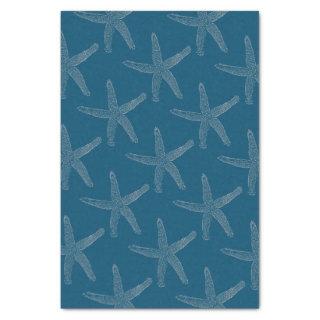 Starfish Patterns Beach Coastal Ocean Blue Custom Tissue Paper