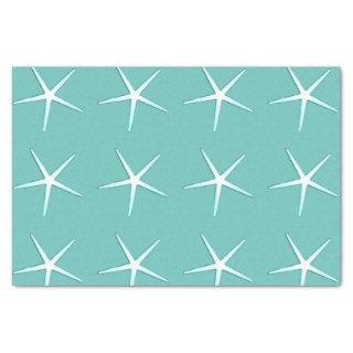 Starfish Patterns Teal Blue White Cute Nautical Tissue Paper