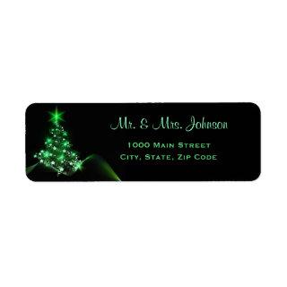 Starry Green Christmas Tree Return Address Label