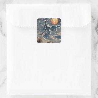 Starry Halloween Night Square Sticker